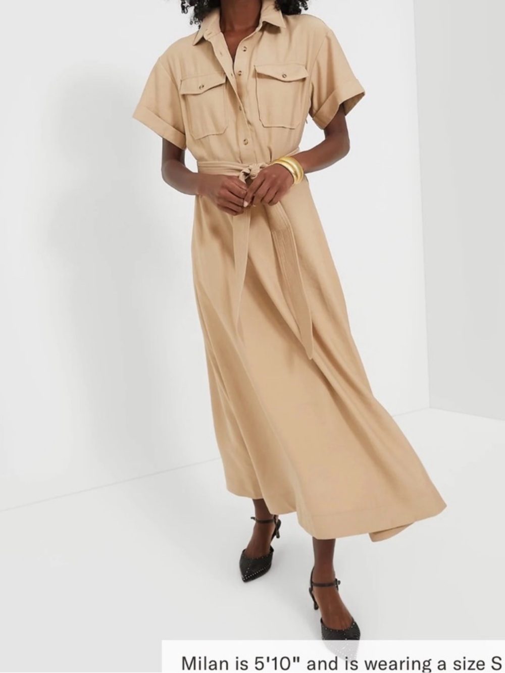 Tuckernuck Beige Tie-Waist Maxi Dress
